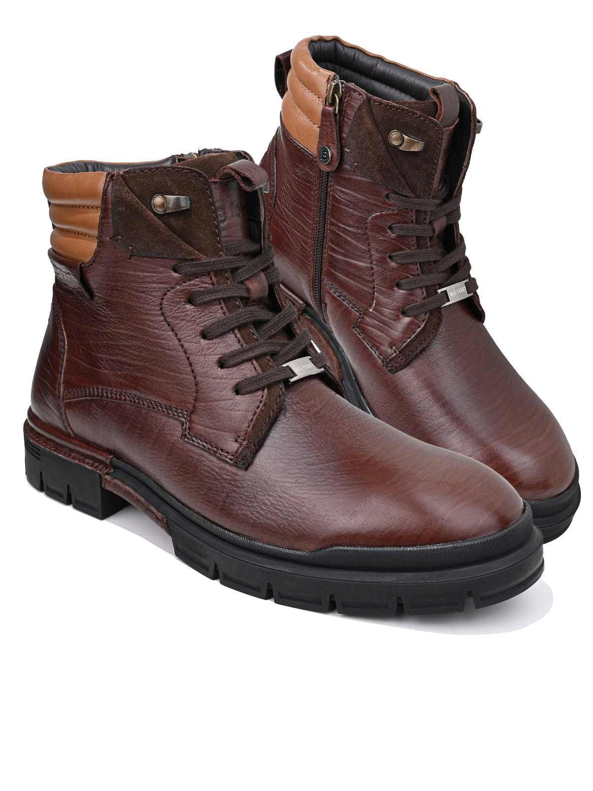 Forte Leather Lace-Up Boots for Men Big Size
