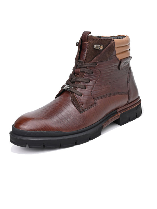 Forte Leather Lace-Up Boots for Men Big Size